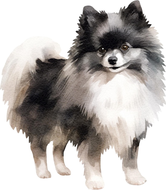 Pomeranian dog watercolor illustration