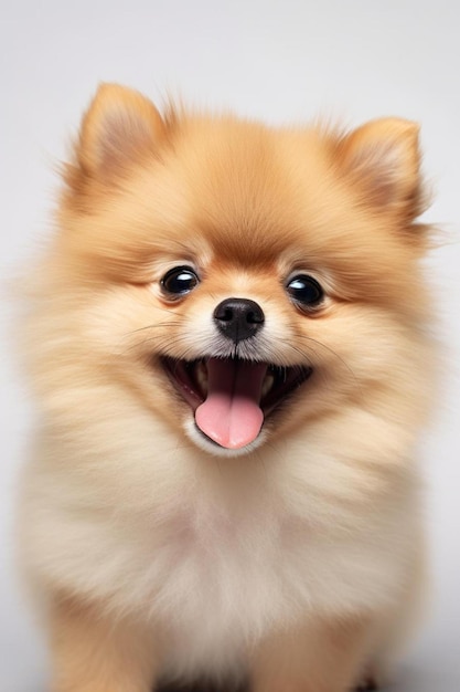 pomeranian puppy hond gefotografeerd in een gelukkig moment