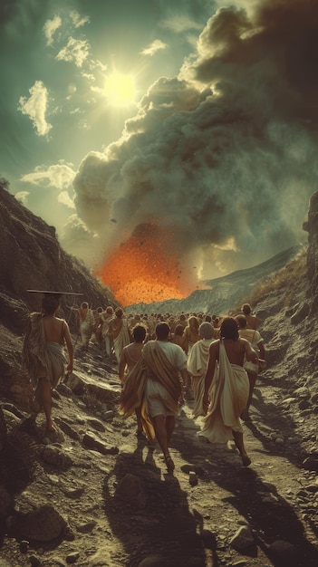 Photo pompeii tragedy a haunting portrayal of the volcanic eruptions chaos horror