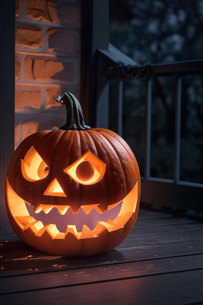 Pompoen Halloween met een lichte griezelige Halloween-nacht