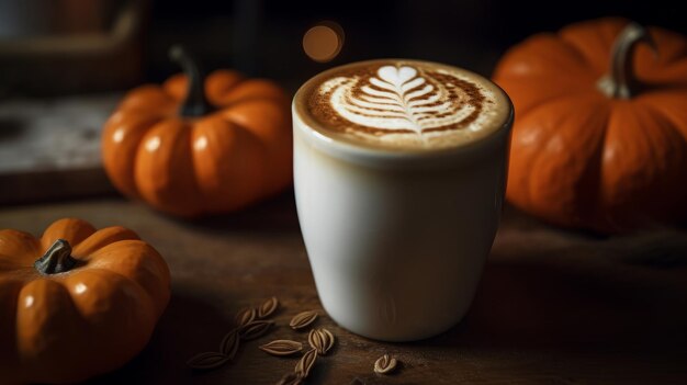 Pompoen herfst latte Illustratie Generatieve AIxD