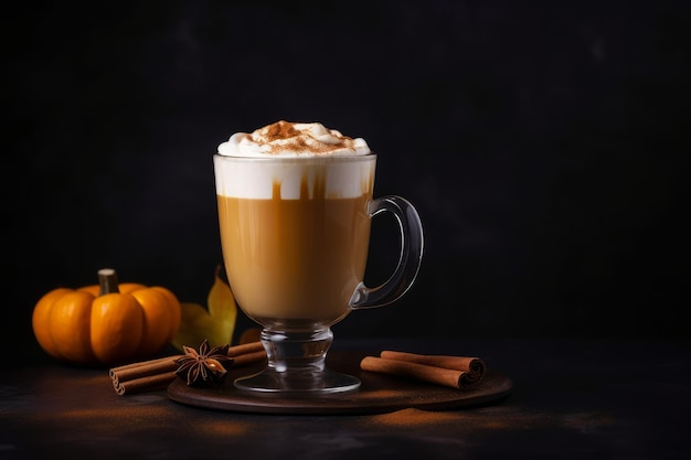 Pompoen latte drankje Glazen tafel Genereer Ai