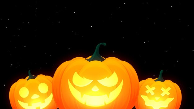 Pompoenen gesneden silhouet enge gezichten halloween fantasy achtergrond met jack o lantern