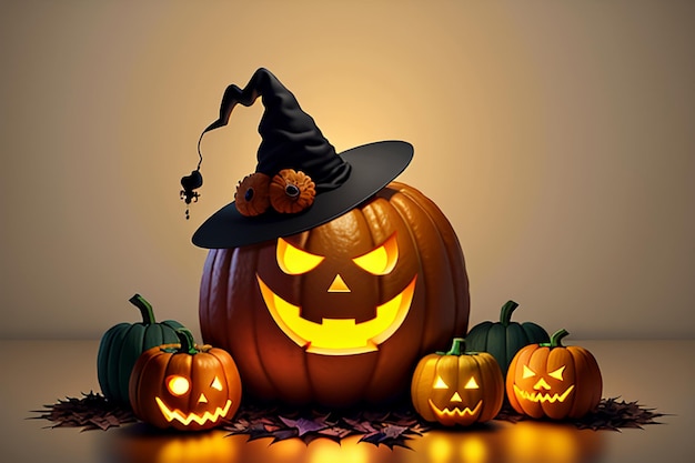 Pompoenlantaarns zijn kostuumrekwisieten voor Halloween-activiteiten Happy Halloween-achtergrondbehang