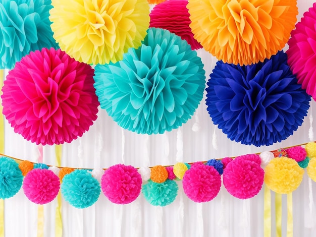 Photo pompom party decorations vivid multicolor