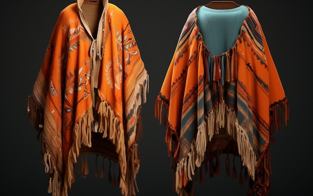 Poncho Set Front and Back Perspective