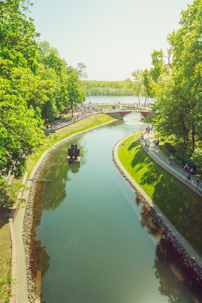 A pond for birds in the city park Gomel