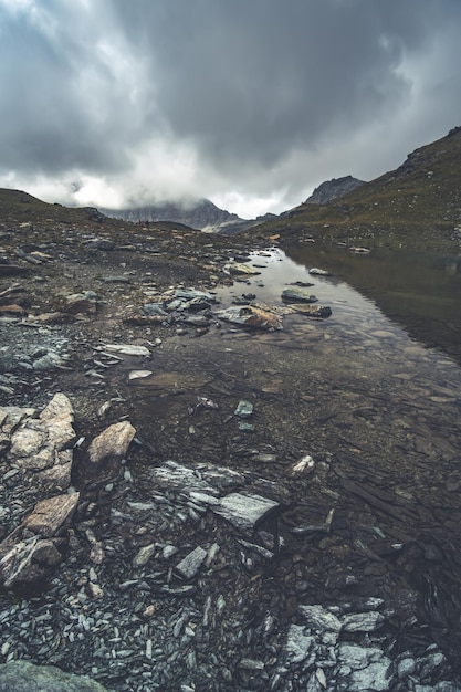 Pond at a height in the mountains