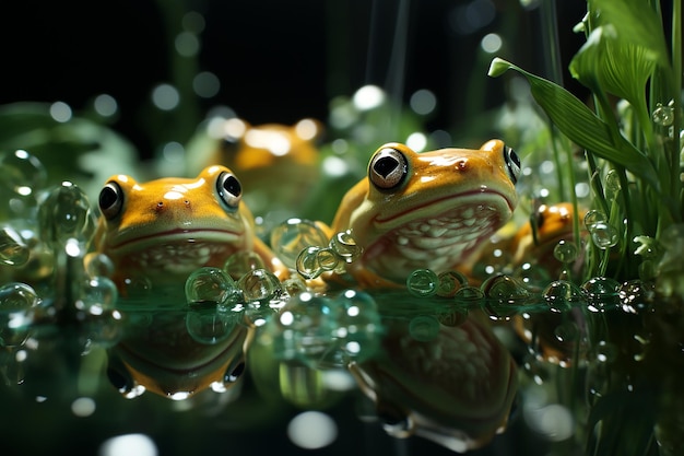 Pond Miracle gedetailleerde HighCapture van drijvende kikker eieren in een vijver