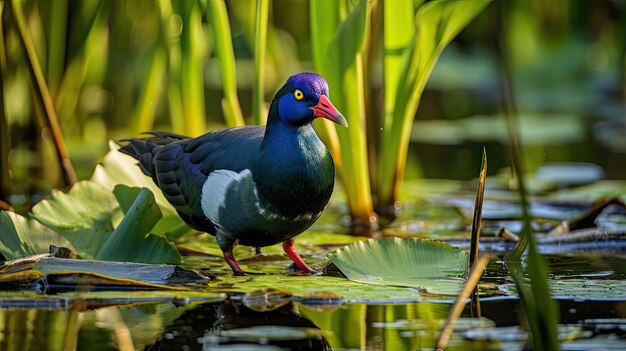 Photo pond purple gallinule