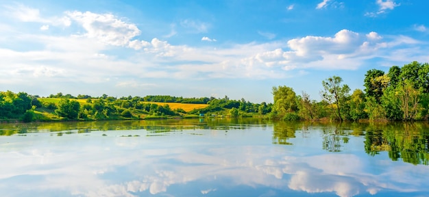 Pond in spring afternoon