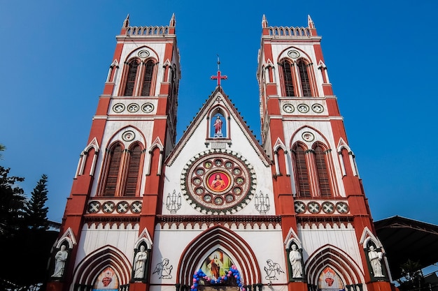 Pondicherry India Facade of catholic church in Pondicherry The Sacred Heart Basilica