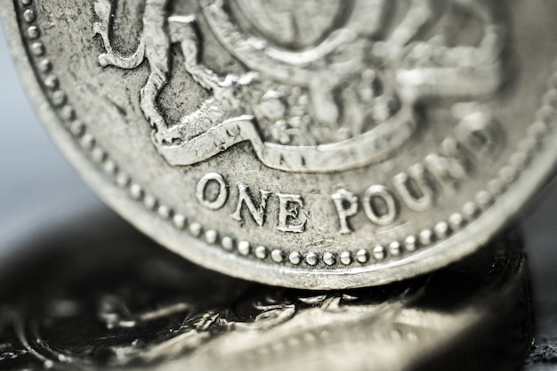 Pondsymbool, één pondmunt, Britse valuta.