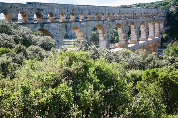 Pont du Gard through Gardon River in France