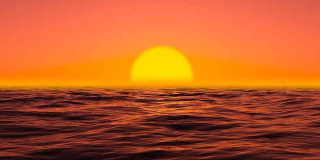 Понтон выступает в море на закате 3D визуализации