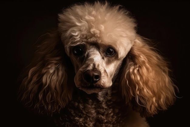 Poodle On Brown Background Generative AI