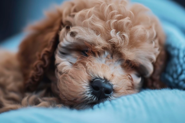 Poodle puppy is sleeping Generative AI