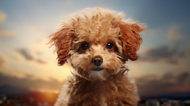 Poodles dog in front of view