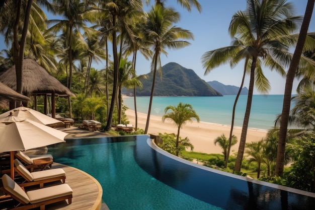 The pool and beach area of the hotel