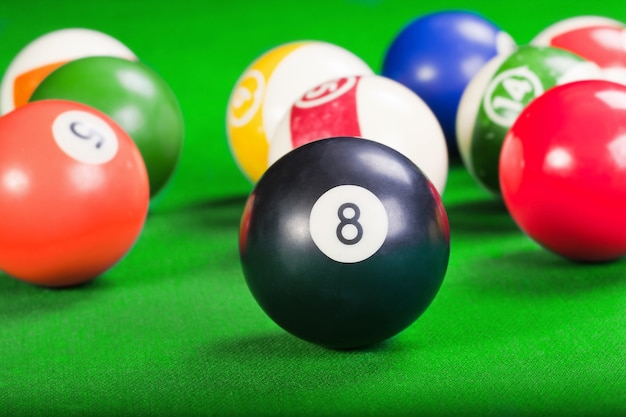 Pool game Billiard balls on the table