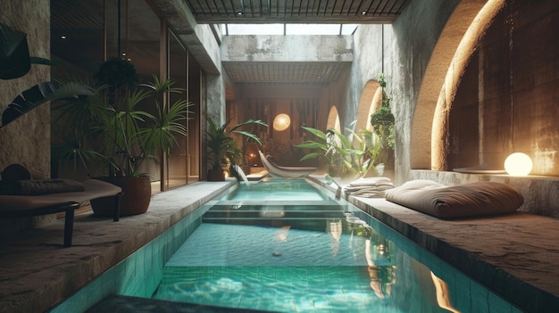 The pool provides a sanctuary where a person can fully disconnect and sink into a state of deep