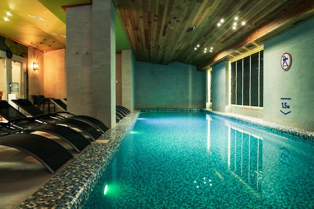 Pool for relaxing in hotel spa center