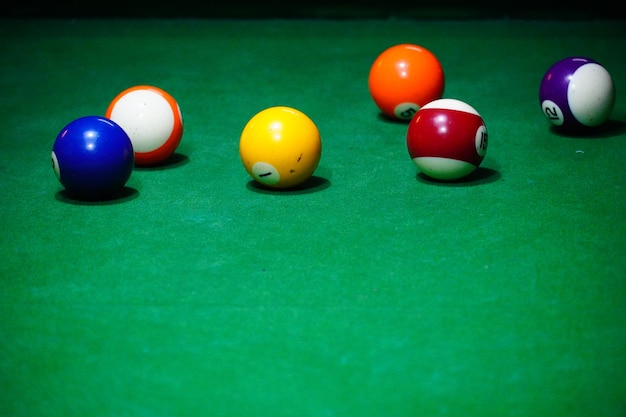 Pool table and ball in a club house stock photo