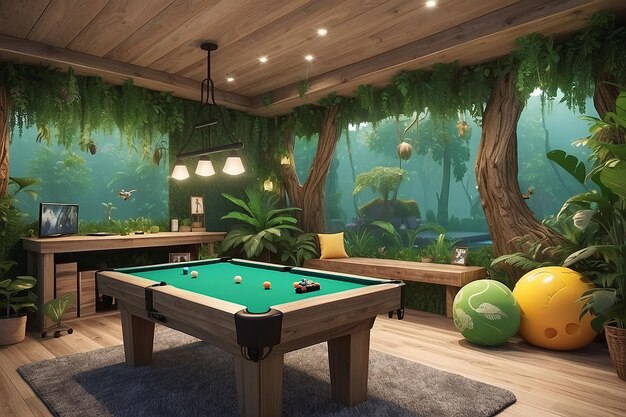 Photo a pool table with a pool and a pool ball on it