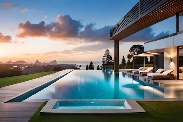 The pool and the terrace of the house are designed by architect.