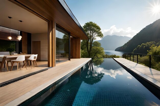 The pool and the view of the mountains