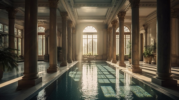 The pool at the villa of the year 2000