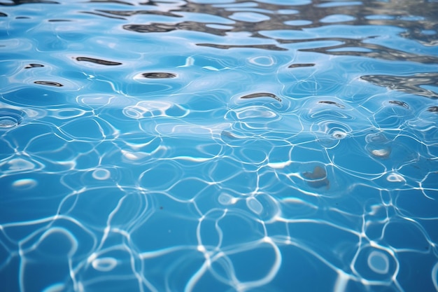 A pool with blue water and rocks in the background Generative AI