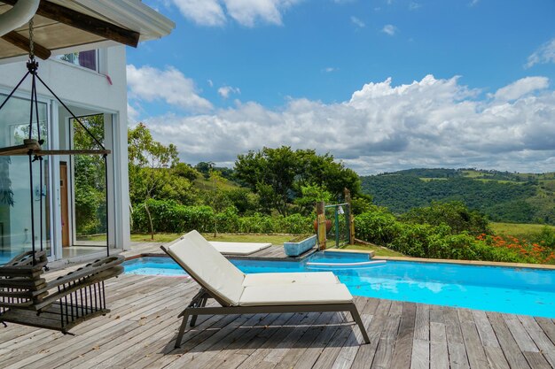 Pool with nice view over the valley