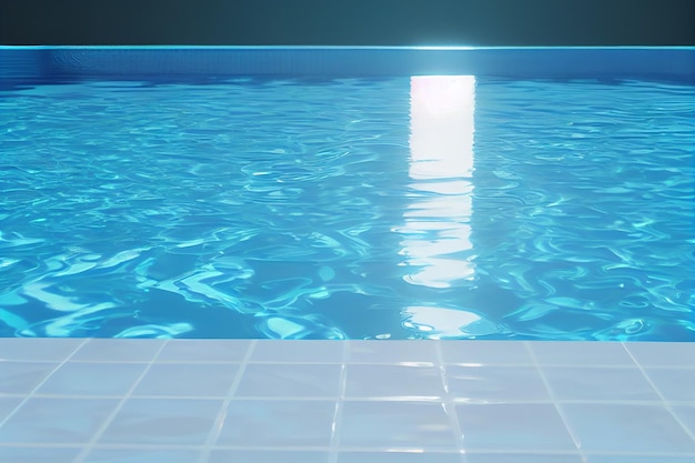 A pool with water in the background