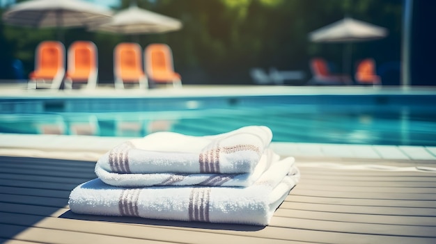 Poolside towel and flipflops