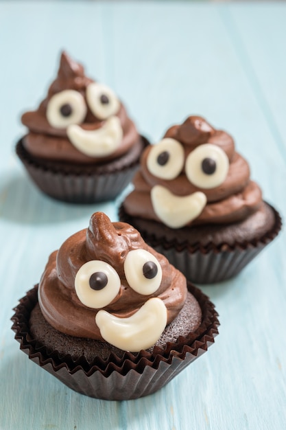 Poop emoji cupcakes