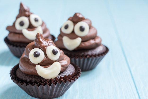 Poop emoji cupcakes