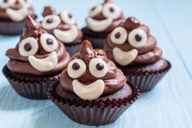 Poop emoji cupcakes