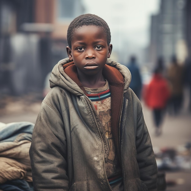 貧乏なアフリカの男の子は 街で