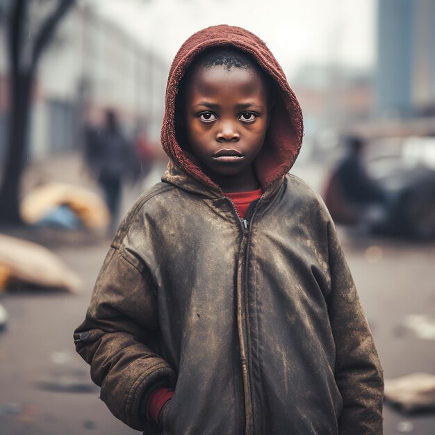 写真 貧乏なアフリカの男の子は 街で