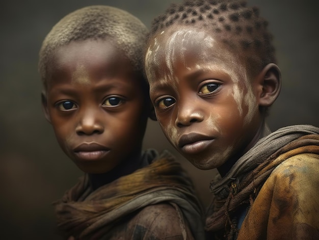 Foto povero ritratto di bambini africani ai generato