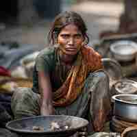 Photo a poor indian begger woman