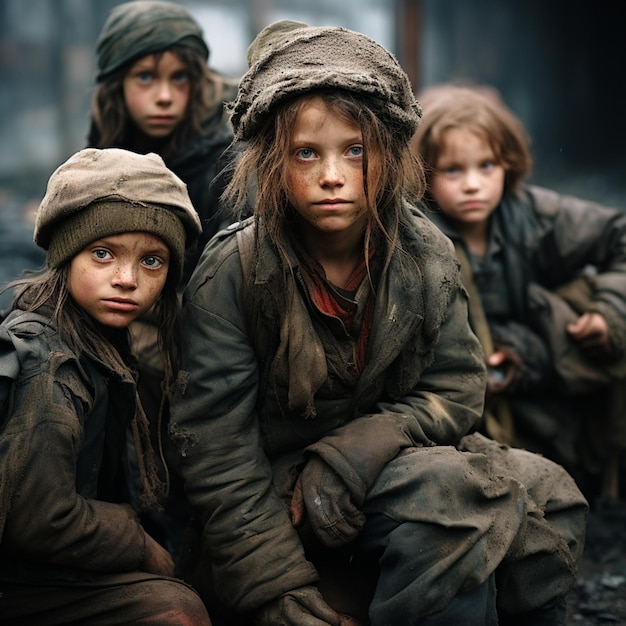 Фото Бедные, заброшенные, грязные дети, бедность, нищета, мигранты, бездомные, войны.