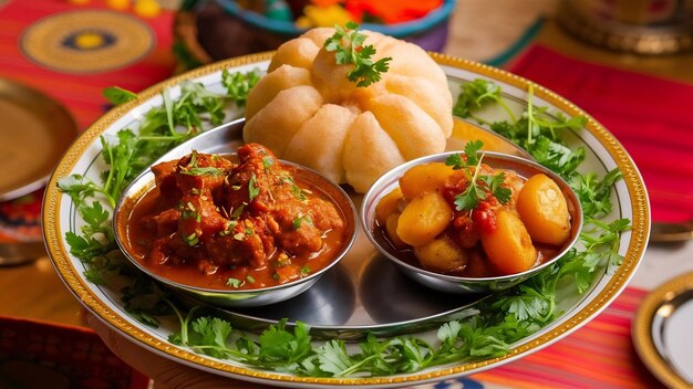 Photo poori masala curry or aloo sabzi for puri