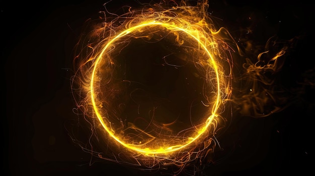 Poort van Vlammen Zonnevuurportaal Ring op zwarte achtergrond