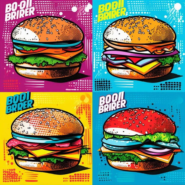 Pop art burger menu vibrant design