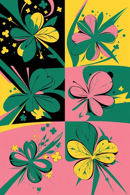 Photo pop art of clovers