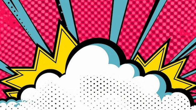 pop art comic background with halftone color and funny cloud