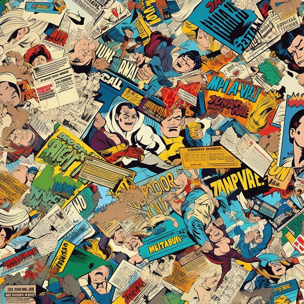 Photo pop art comic book art background pattern