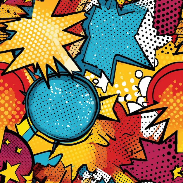 Pop art comic book art background pattern